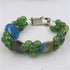 Handmade Kazuri Cuff Bangle Bracelet in Green & Blue African Beads - VP's Jewelry