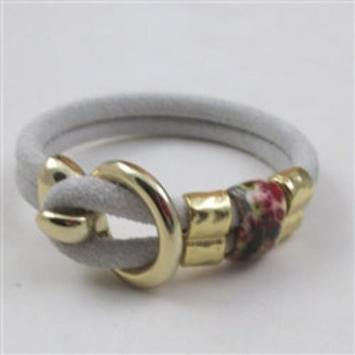Grey suede leather cord bracelet Buckle clasp