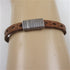 Men's leather bracelet in  tobacco brown cutout leather