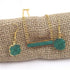 Emerald Green Druzy Bar Pendant on Gold Chain & Earrings - VP's Jewelry