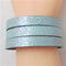 Wide Bold Aqua Leather Cuff Bracelet - VP's Jewelry