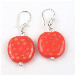Handmade Kazuri Bead Earring in Orange & Mustard - VP's Jewelry  