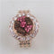 Delightful rhinestone floral motif rose gold fashion ring