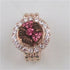 Delightful rhinestone floral motif rose gold fashion ring