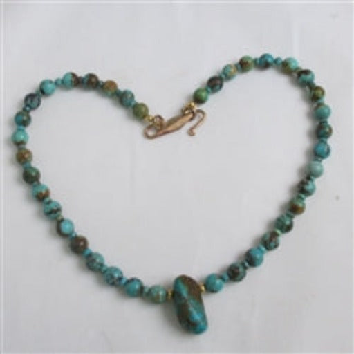 Southwestern Turquoise Bead Pendant Necklace - VP's Jewelry