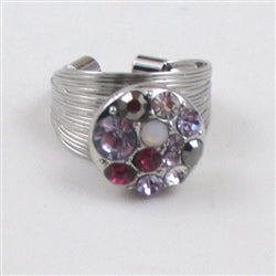 Delightful rhinestone multi-colored fashion ring