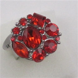 Delightful  red multi rhinestone silver fashion ring