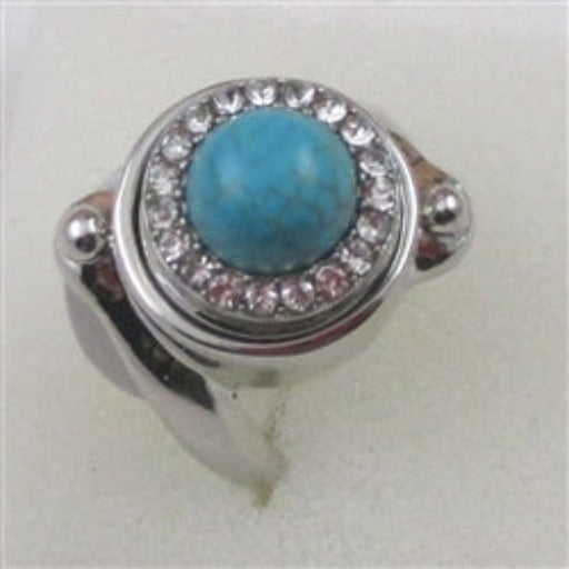 Delightful turquoise & rhinestonel fashion ring