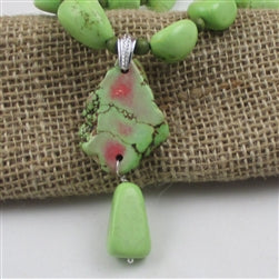 Lime Green Gemstone Nugget Necklace with Pendant - VP's Jewelry