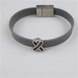 Grey Awareness Bracelet Flat Leather - VP's Jewelry