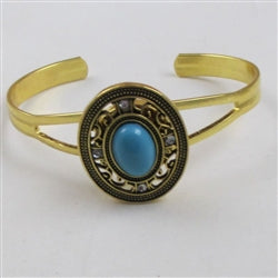 Gold Bangle Bracelet with Turquoise & Antique Gold - VP's Jewelry
