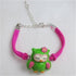 Pink Suede Bracelet with Green Owl Focus - VP's Jewelry
