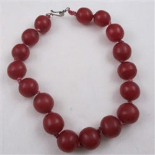 Cherry Red Big African Trade Bead Statement Necklace - VP's Jewelry  