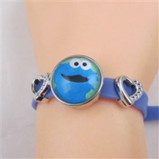 Cute Child's Blue Vinyl Cookie Monster Bracelet - VP's Jewelry