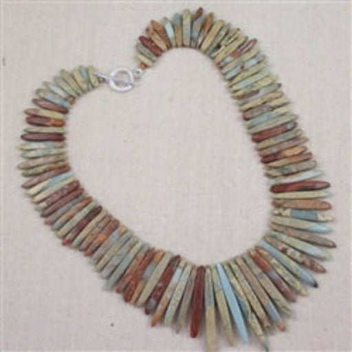 Big Bold Snake Skin Jasper Gemstone Collar Necklace - VP's Jewelry