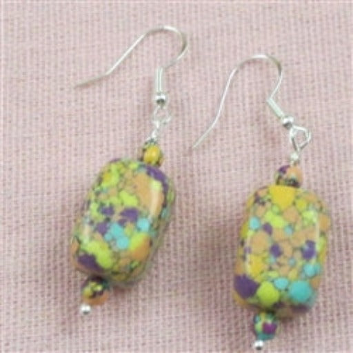 Classic gemstone matrix turquoise earrings