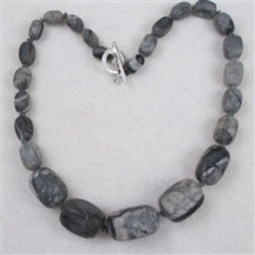 Big Zebra Jasper Graduating Bead Necklace - VP's Jewelry