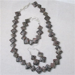 Leopard Skin Jasper Overlapping Square Coin Designer Set - VP's Jewelry  