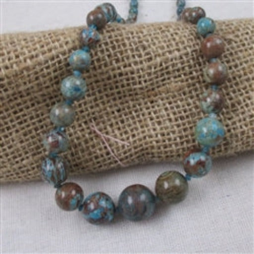 Classic Graduating Beaded Gemstone Necklace Rain Forest Jasper - VP's Jewelry