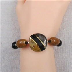Bright Honey & Black Kazuri Bracelet - VP's Jewelry