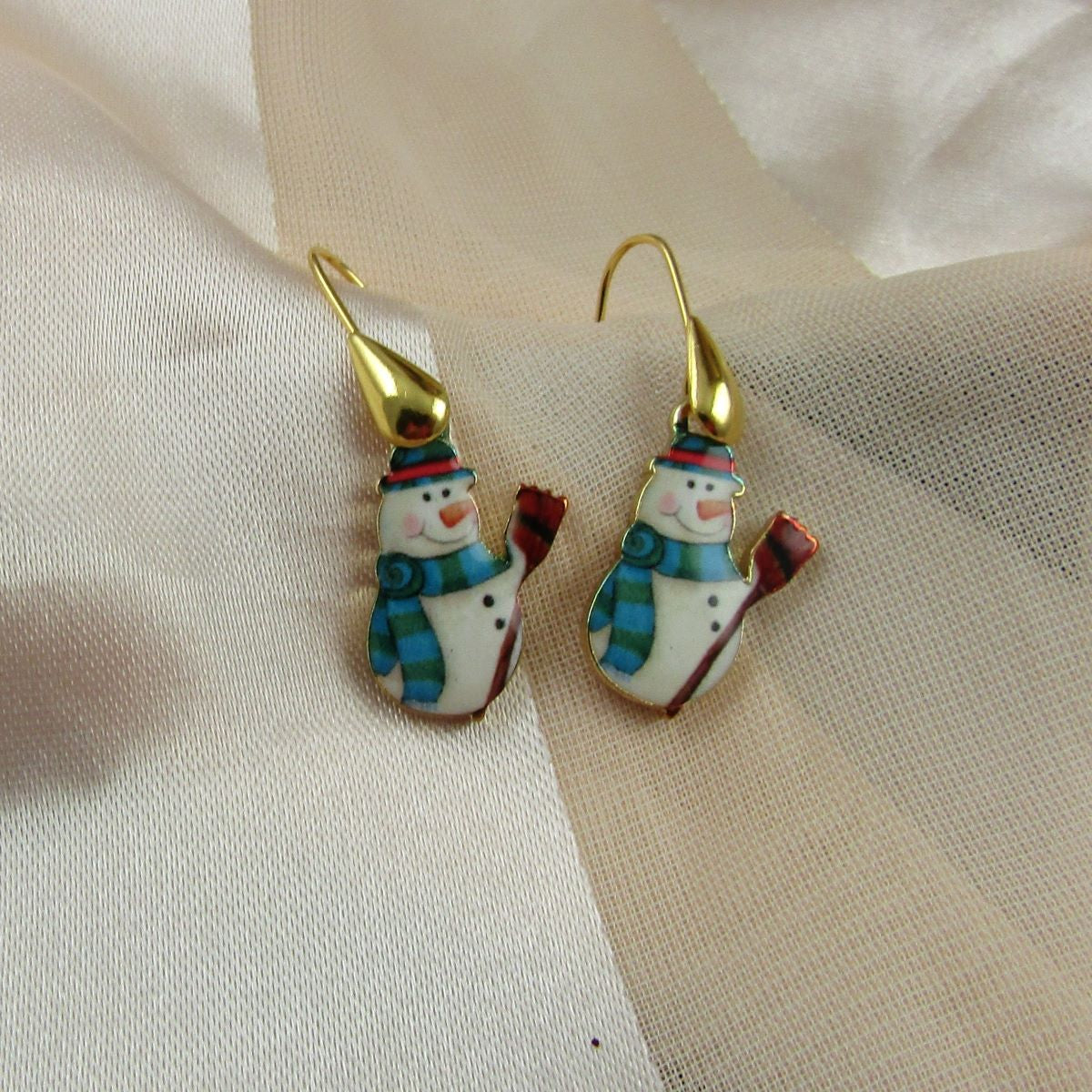 Snowmen Gold Earrings - VP's Jewelry