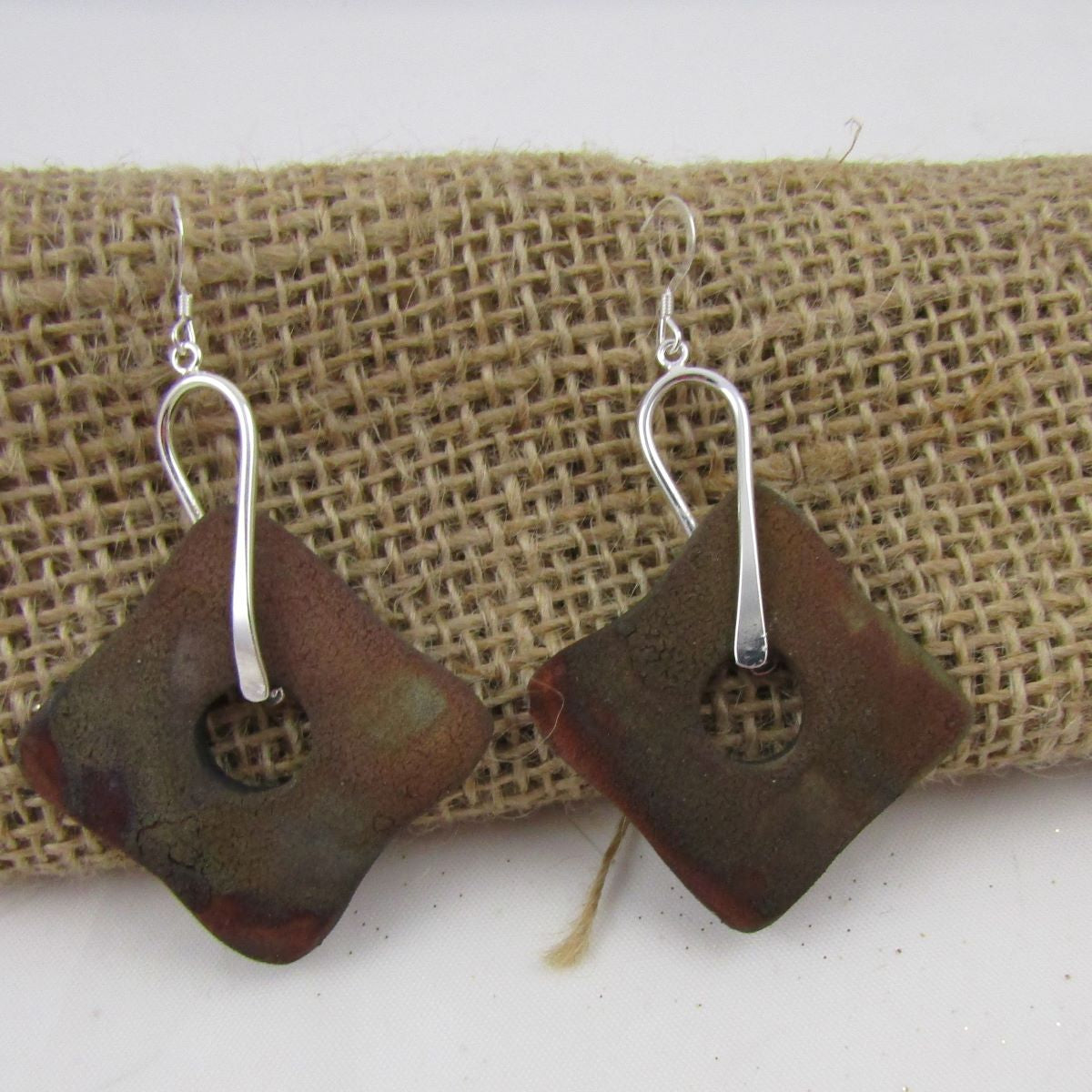 Brown Handmade Raku Earrings Artisan Bead Earrings - VP's Jewelry