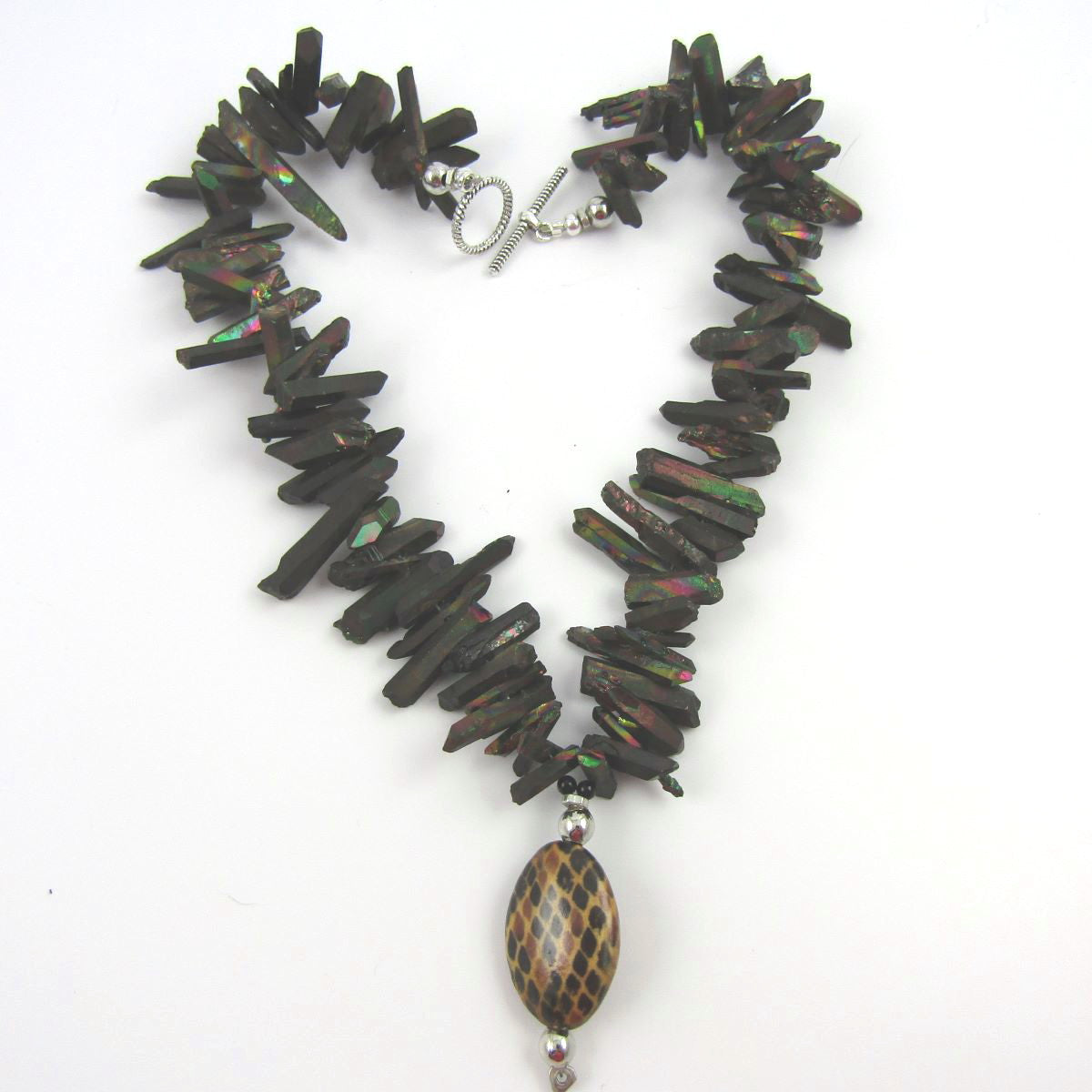 Black Stick Bead Pendant Necklace - VP's Jewelry