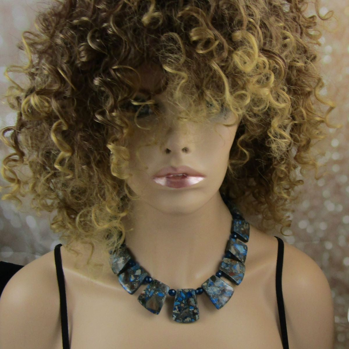 Blue Impression Jasper Statement Collar Necklace - VP's Jewelry