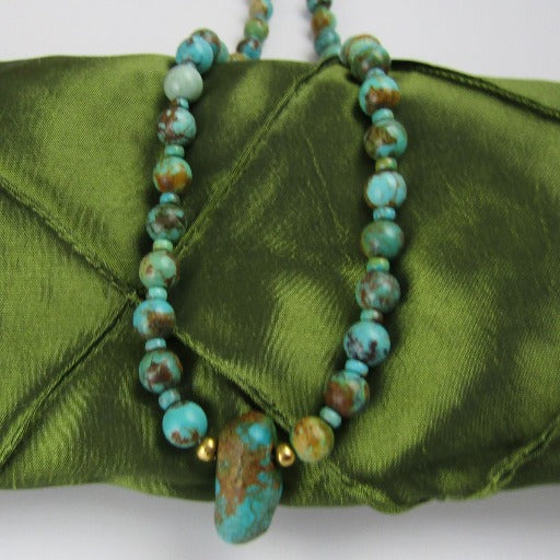 Southwestern Turquoise Bead Pendant Necklace - VP's Jewelry