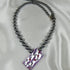 Silvery Handmade Artisan Glass Bead Lampwork Pendant Necklace  - VP's Jewelry