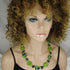 Fair Trade Kazuri Necklace Apple Green and Midnight Blue Kazuri Beads - VP's Jewelry