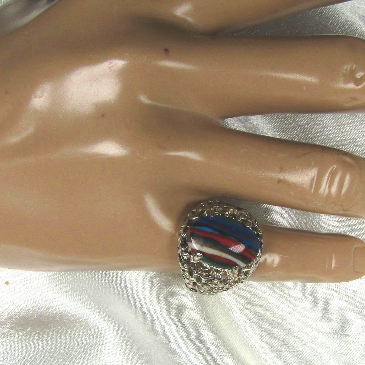 Man's Gemstone Rainbow Calsilica Ring Size 10 - VP's Jewelry
