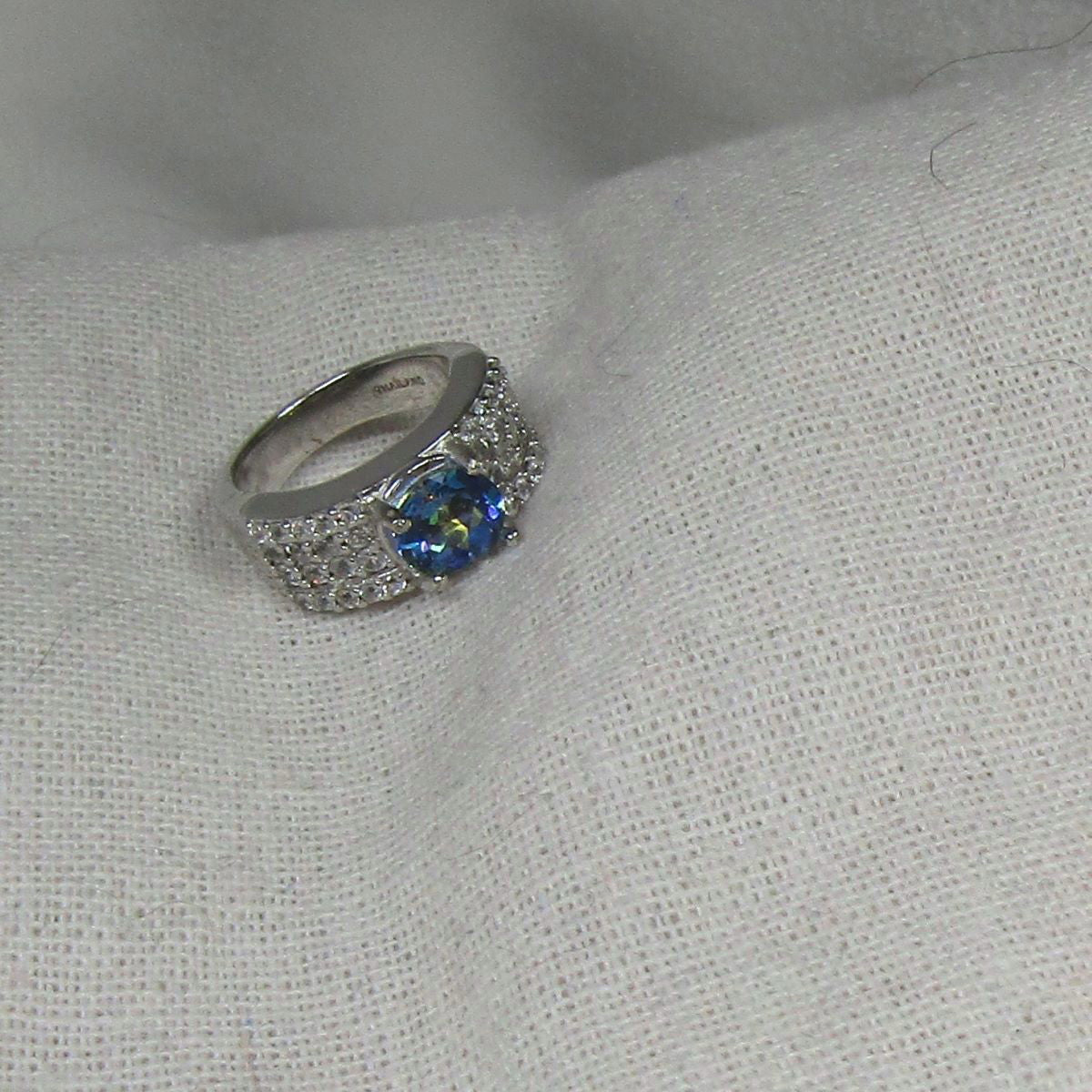Blue Topaz Sterling Silver Ring Size 7