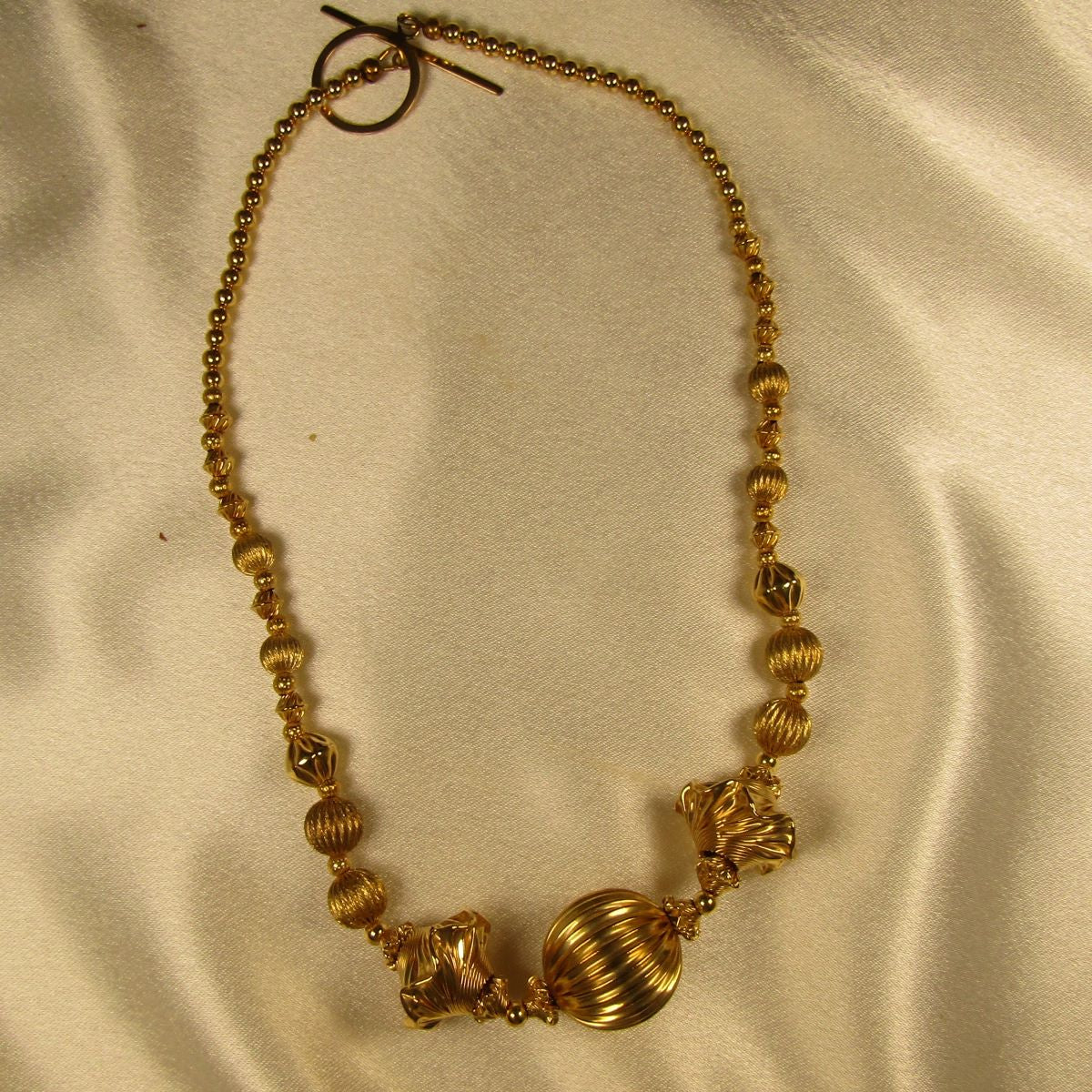 Gold Bead Necklace Statement Gold Necklace - VP's Jewelry