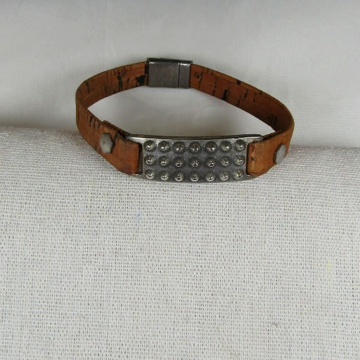 Unisex Vegan Cork ID Style Leather Bracelet - VP's Jewelry