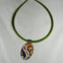 Green Necklace with a Multi-colored Handmade Pendant - VP's Jewelry
