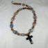 Man's Multi-colored Paper Beads and Horn Cross Necklace