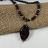 Garnet Necklace with Black Swirled with Garnet Lampwork Bead Pendant - VP's Jewelry 