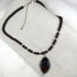 Garnet Necklace with Black Swirled with Garnet Lampwork Bead Pendant - VP's Jewelry 