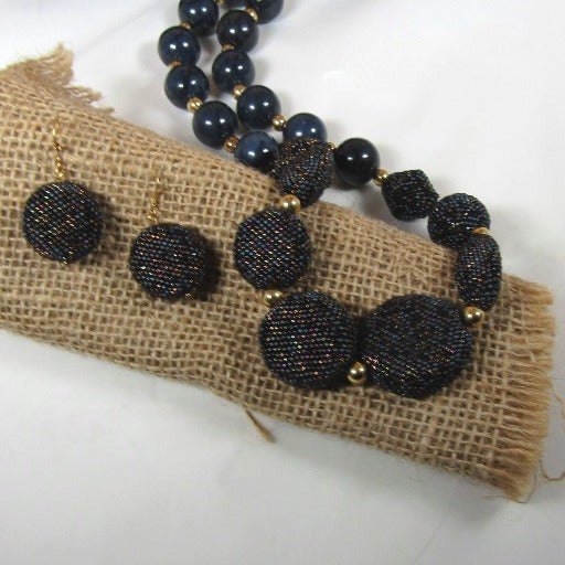 Big Bold Statement Necklace and Earrings in Bluestone Gemstone - VP's Jewelry  