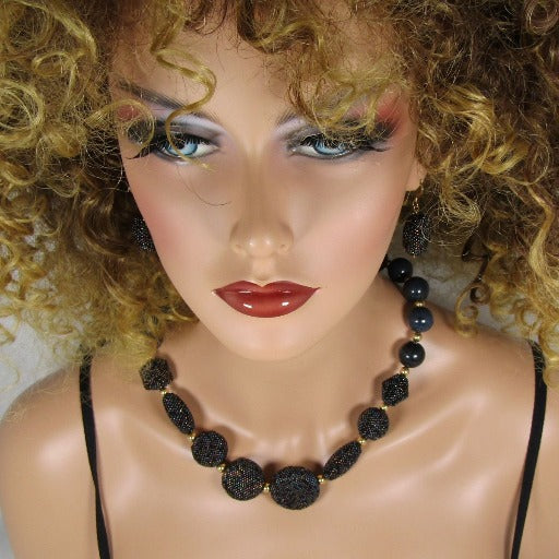 Big Bold Statement Necklace and Earrings in Bluestone Gemstone - VP's Jewelry  