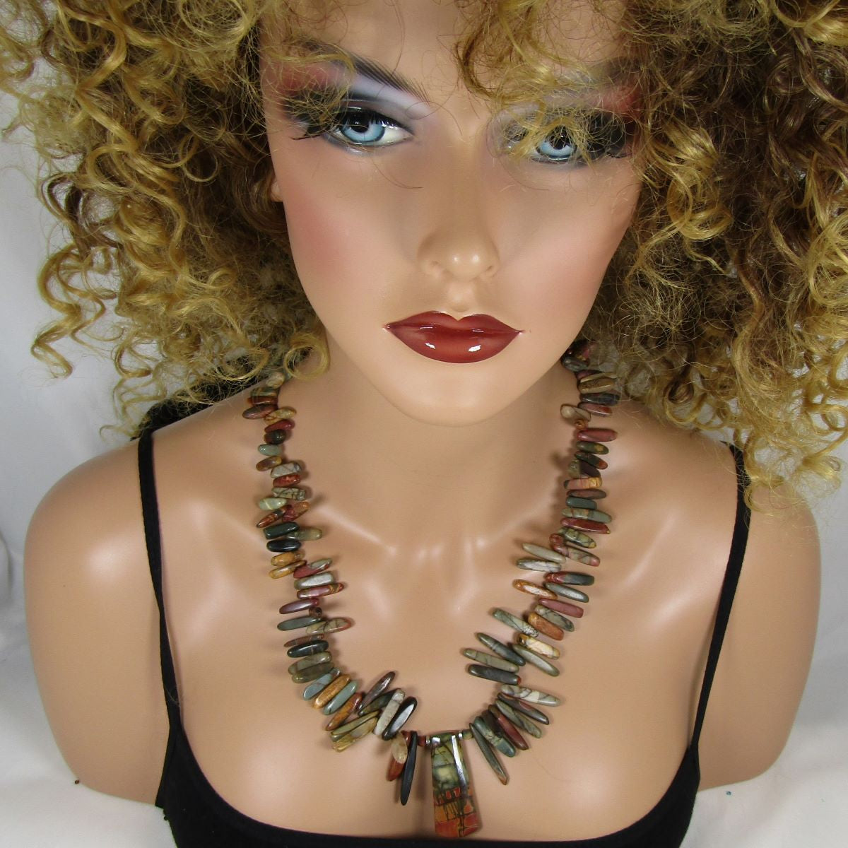 Statement Jasper Necklace with Gemstone Pendant - VP's Jewelry  