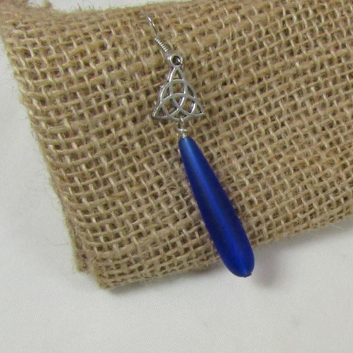 Long Teardrop Sea Glass & Charm Earrings