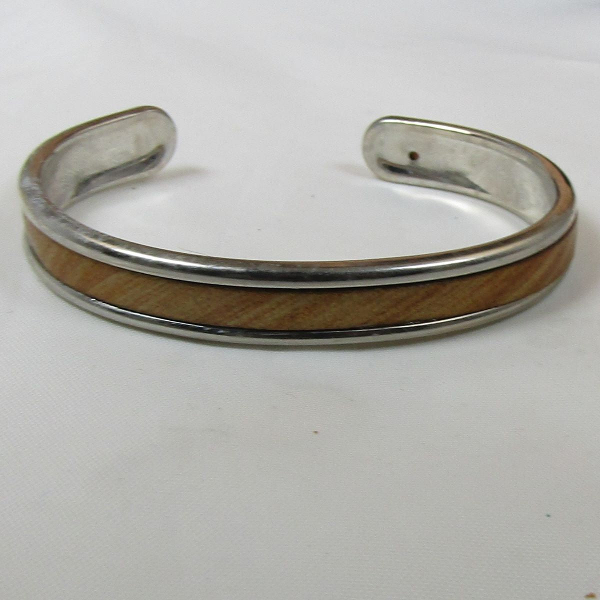 Leather & Silver Bangle Bracelet Narrow - VP's Jewelry