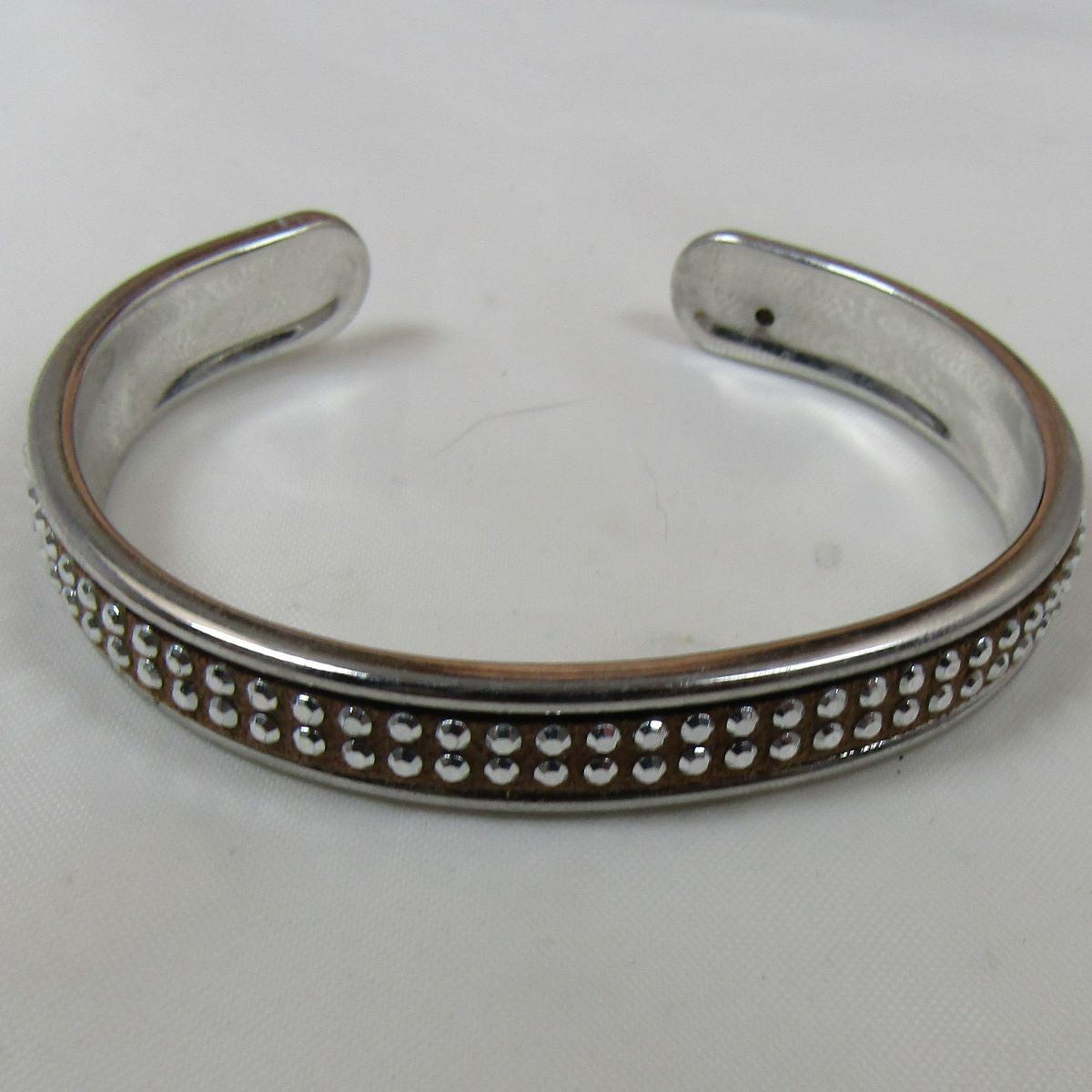 Leather & Silver Bangle Bracelet Narrow - VP's Jewelry