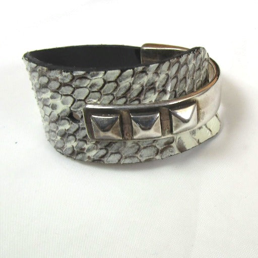 Wide Leather Cuff Bracelet with Silver Accents - VP's Jewelry