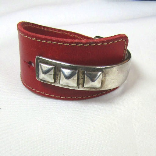 Wide Leather Cuff Bracelet with Silver Accents - VP's Jewelry