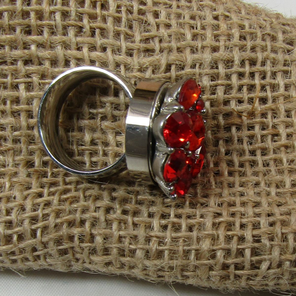Red Multi Crystal Fashion Ring Size 7