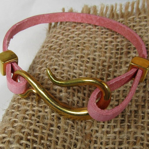 Narrow Leather Bracelet with Fish Hook Clas - VP's Jewelry