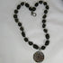Black Sea Glass Bead Necklace with Handmade Copper Pendant - VP's Jewelry